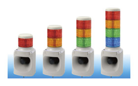 Wieża sygnalizacyjna Patlite LKEH LED 32-tonowy elektroniczny sygnalizator akustyczny kompatybilny z MP3 Biały,