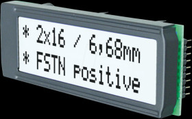 EA DIP162J-DN3LW LCD DIP module, dot matrix, 2x16 characters black