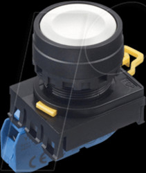 YW1B-A1E10W YW-22mm, PB, flush, plastic, maint, 1NO, white