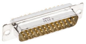 Złącze D-Sub 25-pinowe Męski Proste Montaż na panelu Złoto