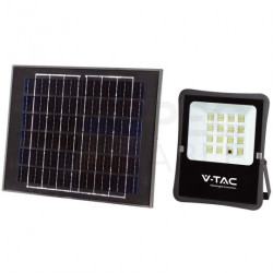 Naświetlacz LED SMD 12W 1200lm 6400K 10000mAh IP65 czarny barwa CW biała zimna z panelem solarnym VT-55100 V-TAC