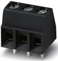 PCB terminal, 3 pole, pitch 3.81 mm, AWG 26-16, 13.5 A, screw connection, black, 1985836