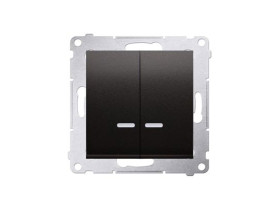 SIMON 54 Wyłącznik podwójny świecznikowy z podświetleniem LED i do wersji IP44 (moduł) zaciski śrubowe antracyt DU1W DW5ABL.01/4