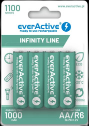 Akumulatorki AA / R06 Ni-MH everActive 1100mAh Infinity Line 3000 cykli (blister 4 szt.)