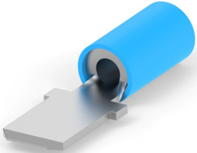 Insulated flat plug sleeve, 6.35 x 0.81 mm, 1.04 to 2.62 mm², AWG 16 to 14, copper, tin-plated, blue, 66024-2