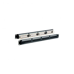 Patch Panel UTP CaT6 24 porty RJ45, 1U, czarny