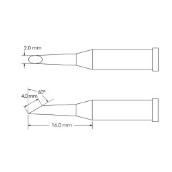 Grot lutowniczy ołówkowy Metcal do Lutownica Kopytko 2.0 x 16 mm GT4