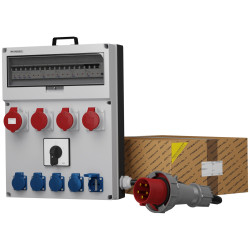 Rozdzielnica budowlana z kablem GR-S/FI SKH 32A 3x16A 5x230V Schuko Mennekes Doktorvolt® DV-0632-D