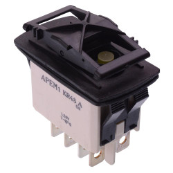 KR48CAKLXG APEM On-Off-(On) Momentary Yellow LED 24V Automotive Rocker Switch DPDT IP68