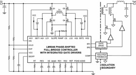 Phase-shifted full-bridge PWM controller with integrated MOSFET drivers