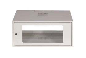 Szafa wisząca SIMPLE 19 4Ux555x400 mm IP20 ściany boczne pełne drzwi z szybą RAL 7035 19-8006SZWS-19-4U-40-DS