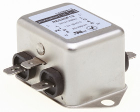 Filtr RFI 12A 1-fazowy 1MΩ 250 V AC DC → 400Hz 700 μH Roxburgh EMC Montaż w obudowie