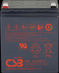 CSB-HRL1225WF2-FR Rechargeable high-current AGM battery, 12 V, 6.0 Ah, 25 W