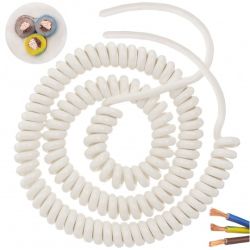 Przewód OMY spiralny 3x1mm2 kabel H03VVH8-F biały 0,8m / 3,9m