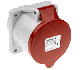 Złącze przemysłowe - zasilające 32A Gniazdo 400 V 5P Żeński MENNEKES Czerwony Montaż na panelu IP44