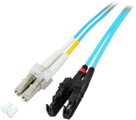 FO patch cable, E2000 to LC duplex, 15 m, OM3, multimode 50/125 µm, O0315.15