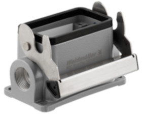 Surface mount housing, size B10, die-cast aluminum, 2 x M25, angled, longitudinal bow locking, IP65, 1787650000