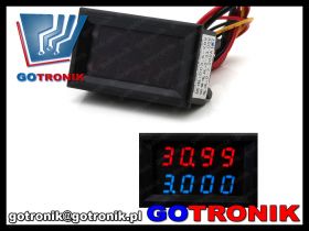 Woltomierz + amperomierz panelowy LED