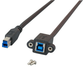USB 3.0 cable for front panel mounting, USB plug type A to USB socket type A, 0.5 m, black, K5265SW.0,5
