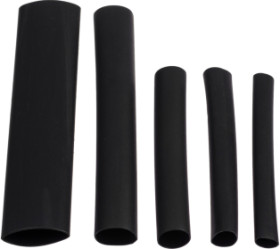 Heat shrink tubing kit 2:1, black, 100 pieces, 22CA167, 22CA167