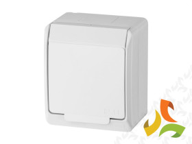 HERMES Gniazdo pojedyncze z uziemieniem n/t IP44 białe 0321-02 ELEKTRO-PLAST NASIELSK
