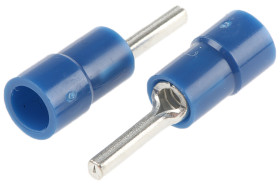 Końcówka pinowa, Cyna, 1.9mm średnica, 10mm długość, Niebieski, 14AWG - 16AWG Bez osłony