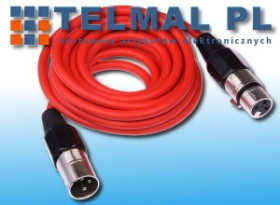 Kabel przewód mikrofonowy XLR canon 5m czerwony