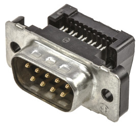Złącze D-Sub 9-pinowe Męski Kąt Proste Montaż na kablu raster 2.76mm Złoto na niklu