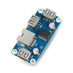 HUB Ethernet / USB (B) - 3xUSB 1xRJ45 Ethernet - nakładka do Raspberry Pi - Waveshare 20416