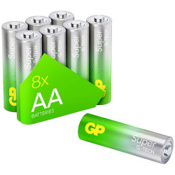 GP SUP15A258C8 Super AA Battery 1.5V 8 pieces Longer Life with G-TECH