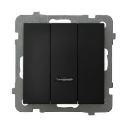 AS Łącznik potrójny z podświetleniem niebieskim czarny metalik ŁP-13GS/m/33