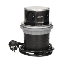 Gniazdo meblowe Ø10cm wysuwane z blatu z przewodem 1.5m. 4x2P+Z. INOX OR-AE-1380