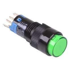 AL2M-M21PG Green 12mm Momentary Round illuminated Push Button Switch IP65 DPDT