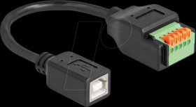66250 USB 2.0 Kabel B Buchse/Terminalblock mit Drucktaster 15 cm