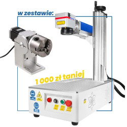 Zestaw FIBER Powiększony: Znakowarka laserowa 50W RAYCUS 15x15cm + przystawka obrotowa