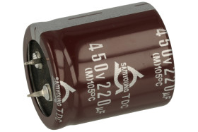 Kondensator; SNAP-IN; elektrolityczny; 220uF; 450V; TDC; TDC450VS220M30x35; 20%; fi 30x35mm; 10mm; przewlekany (THT); luzem; -40