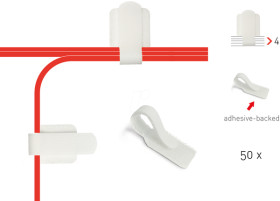 PRO 3120 Cable Clips Adhesive, 50 pc, white