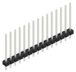 Pin header, 15 pole, pitch 2.54 mm, straight, black, SLLP119015Z