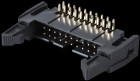 Pin connector, 20-pin, with interlock, angled