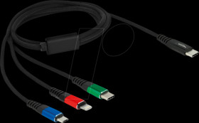 86596 Charging cable, USB-C -&gt; micro USB, Lightning &amp; USB-C, 1 m