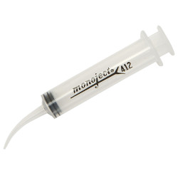 Rapid Syringe 12ml Curved Spout, Re-usable (Single) with Fine Curved Tip