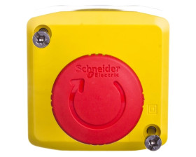 Kaseta z przyciskiem bezpieczeństwa przez obrót 1Z 2R żółta IP65 XALK178G