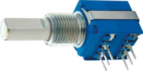 Conductive plastic potentiometer with switch, 10 kΩ, 0.5 W, linear, solder pin, 56AAD-C28-B15/R81L