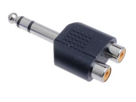 Przejście Jack wtyk 6,3mm - 2x gniazdo RCA