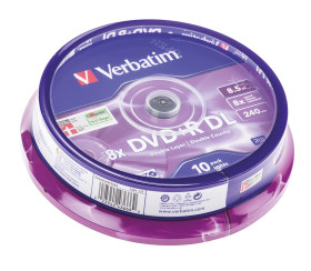 Nienagrana płyta DVD, typ: DVD+R DL, 8,5 GB, 8X, opakowanie: Trzpień, ilość: 10