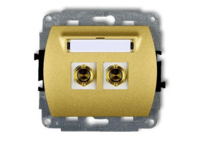 TREND Gniazdo głośnikowe pojedyncze (typu banan - czerwony i czarny pozłacany 4 mm2 skręcany) złoty 6GG-4 KARLIK