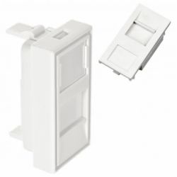 Adapter keystone pojedynczy z przesłoną 1M 22,5x45 biały Mediabox Alantec