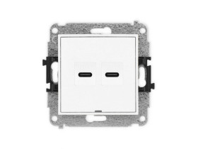 MINI Gniazdo USBx2 podwójne C-C bez p.opis. biały MGUSBBO-8 KARLIK