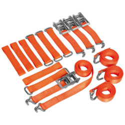 Sealey TDRWKIT Car Trans Ratchet Tie Down Alloy/Steel Wheel Kit 4pc 50mm x 3m