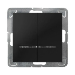 IMPRESJA Łącznik dwugrupowy świecznikowy z podświetleniem niebieskim czarny metalik ŁP-2YS/m/33